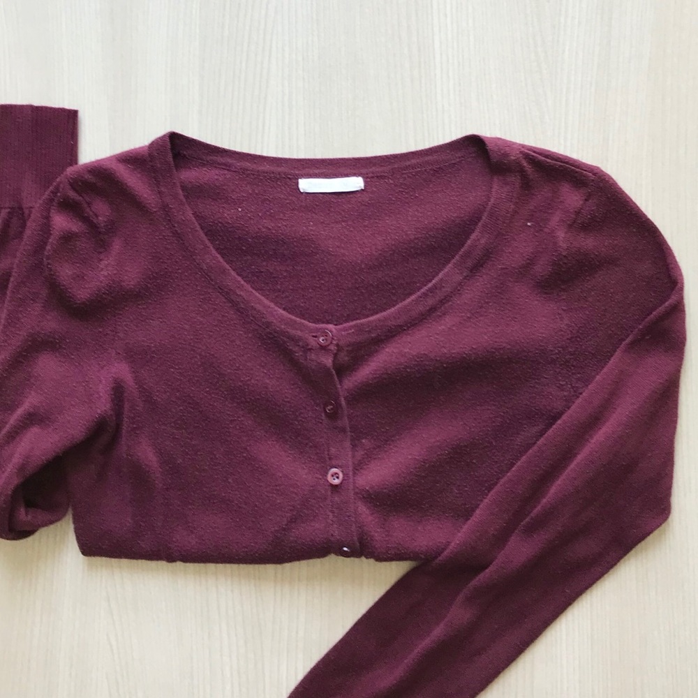 *FREE W/BUNDLE * Debut Maroon Button Front Sweater